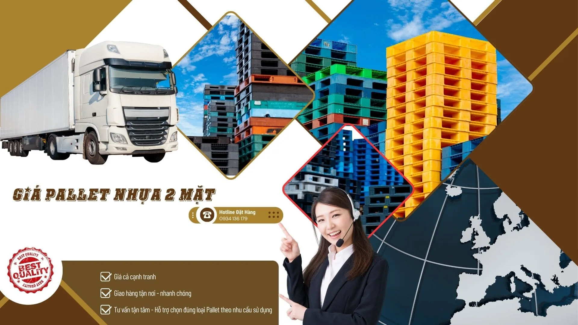Pallet nhựa 2 mặt 2 Giá pallet nhựa 2 mặt
