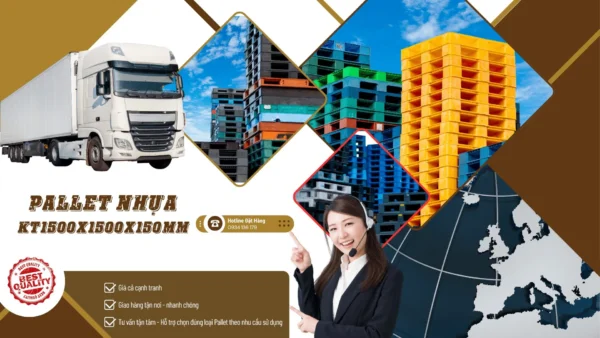 Pallet nhựa 1500x1500x150mm – Giải pháp cho hàng hóa kích thước lớn