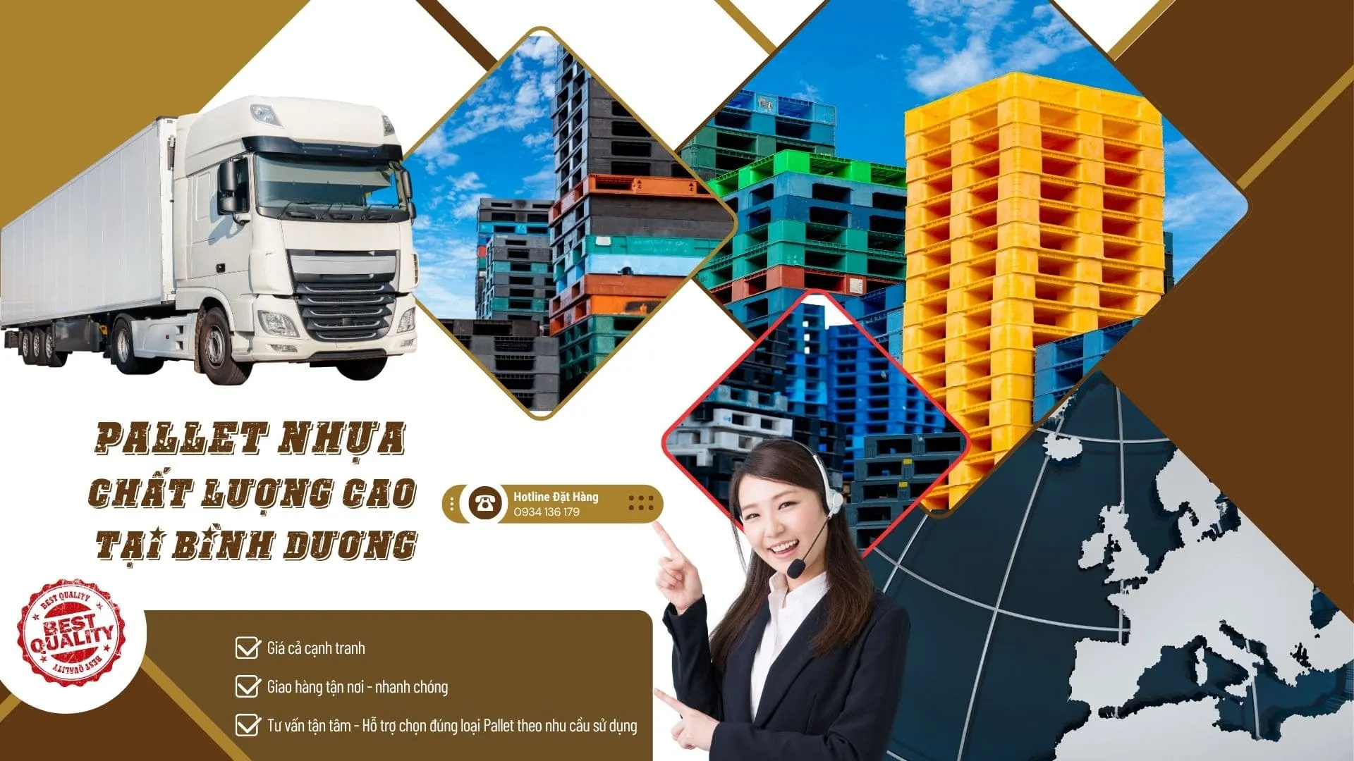Pallet nhựa chân cao 2 Pallet nhựa chất lượng. cao - Bảng giá pallet nhựa Mai Trâm