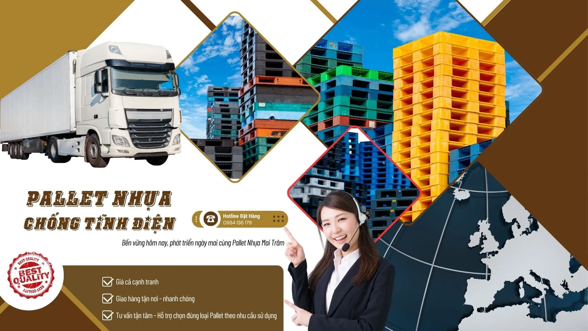 Pallet nhựa chống tĩnh điện - Bảng giá pallet nhựa Mai Trâm