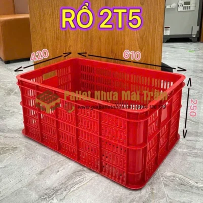 Rổ nhựa 2T5 kích thước 420x610x250mm